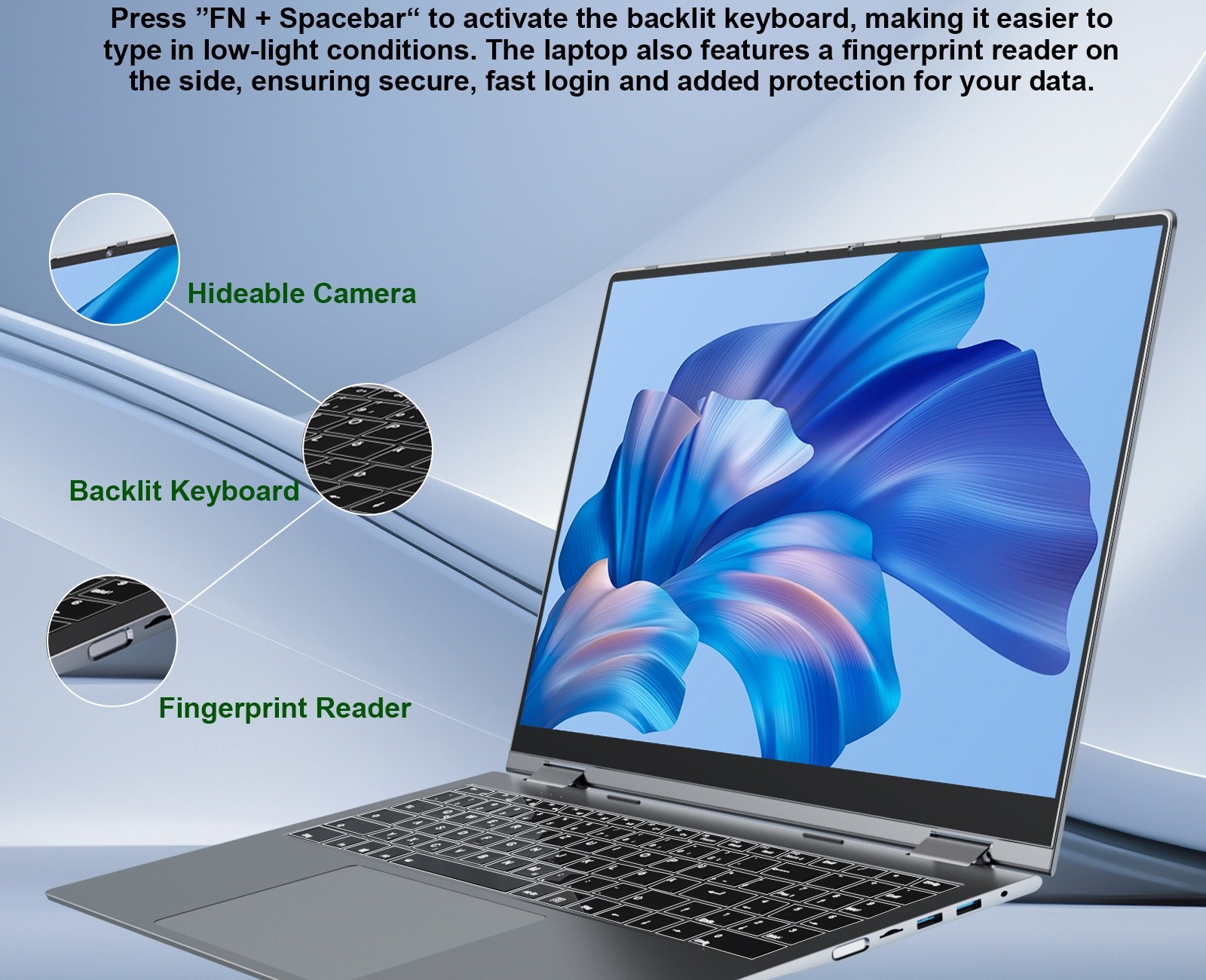 Jumper 16-inch laptop, 16GB RAM, 512GB ROM, Fingerprint reader, WiFi, Office 365