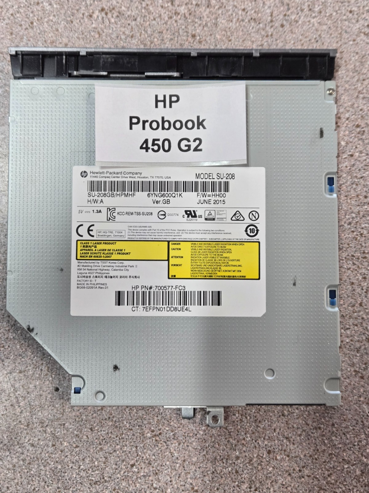 GENUINE HP PROBOOK 450 455 G2 DVD+/-RW SUPER MULTI DRIVE 768471-001 US SELLER