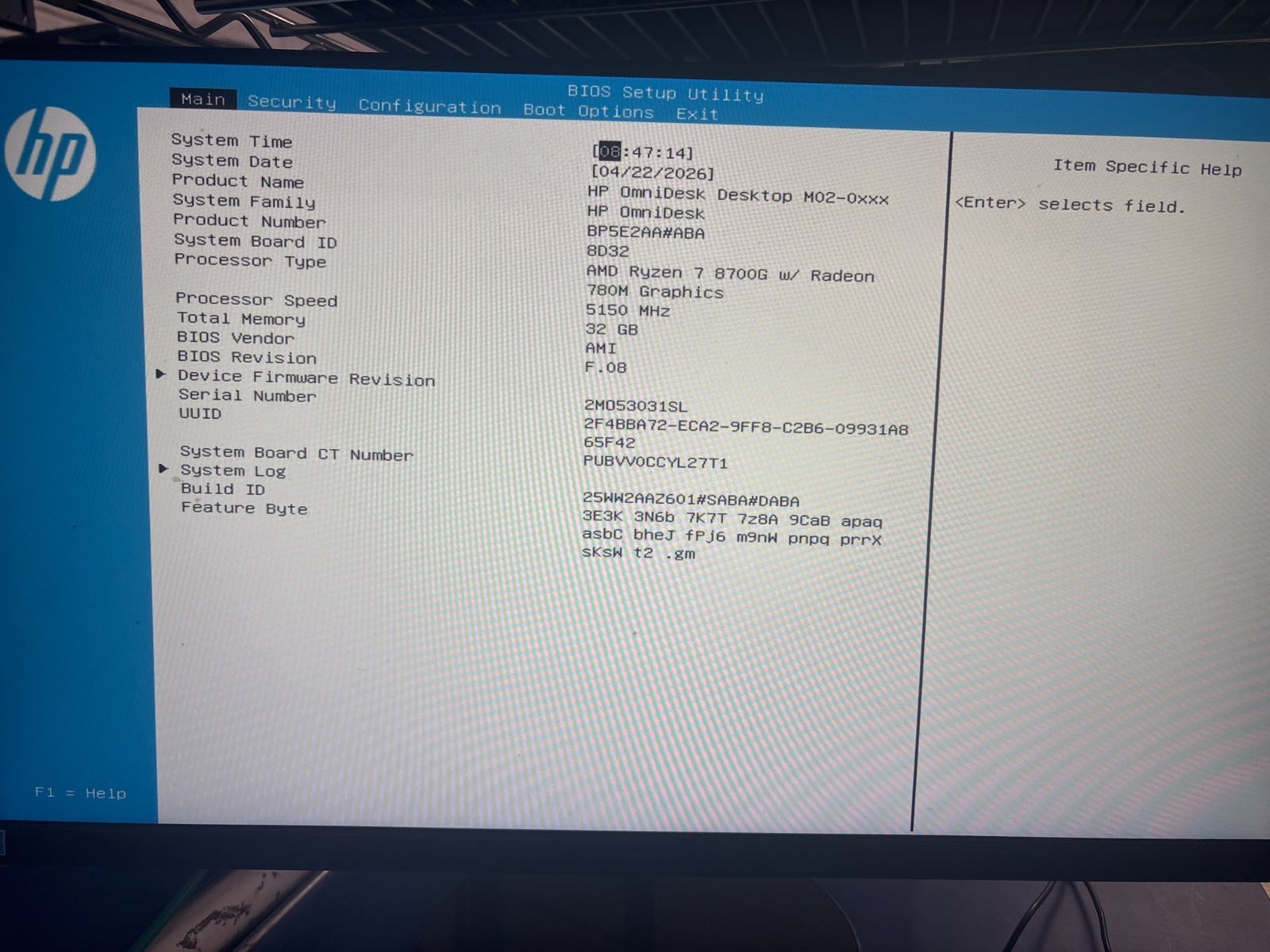 HP OmniDesk Desktop M02-0XXX, AMD Ryzen 7, 4.20 GHz, 32 GB RAM, 1 TB SSD