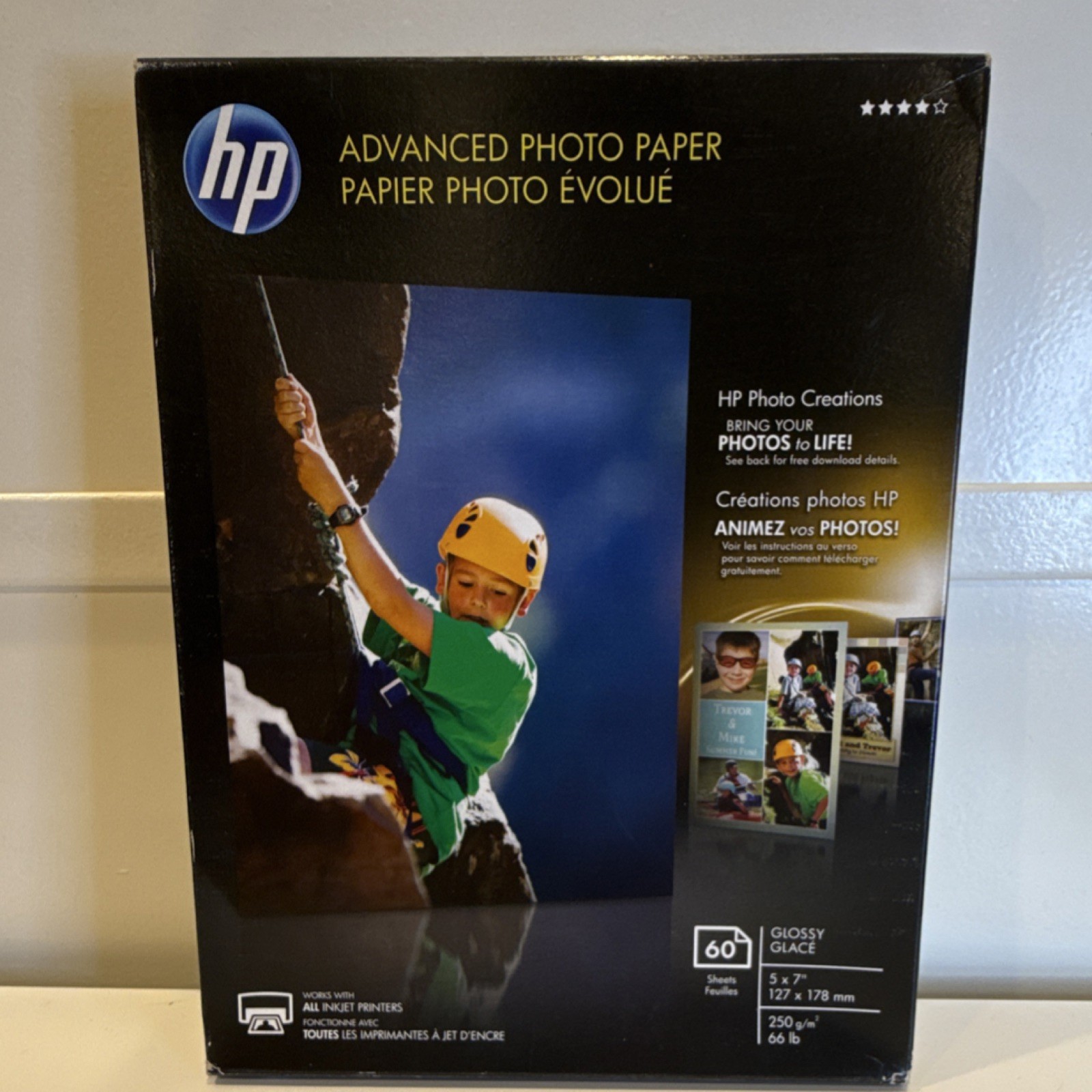 HP Advanced Photo Paper Glossy 5×7 in 250gsm 60 Sheets Inkjet Q8690A
