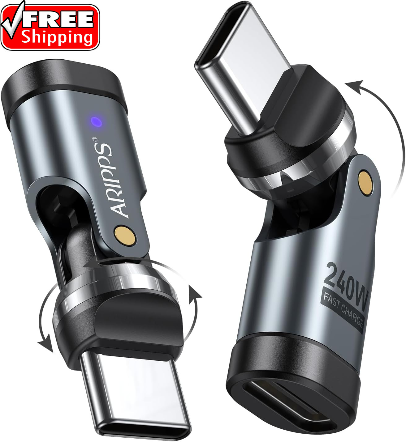 USB C Adapter [2-Pack], PD 240W USB C 90 Degree Adapter, USB Type C Right Angle