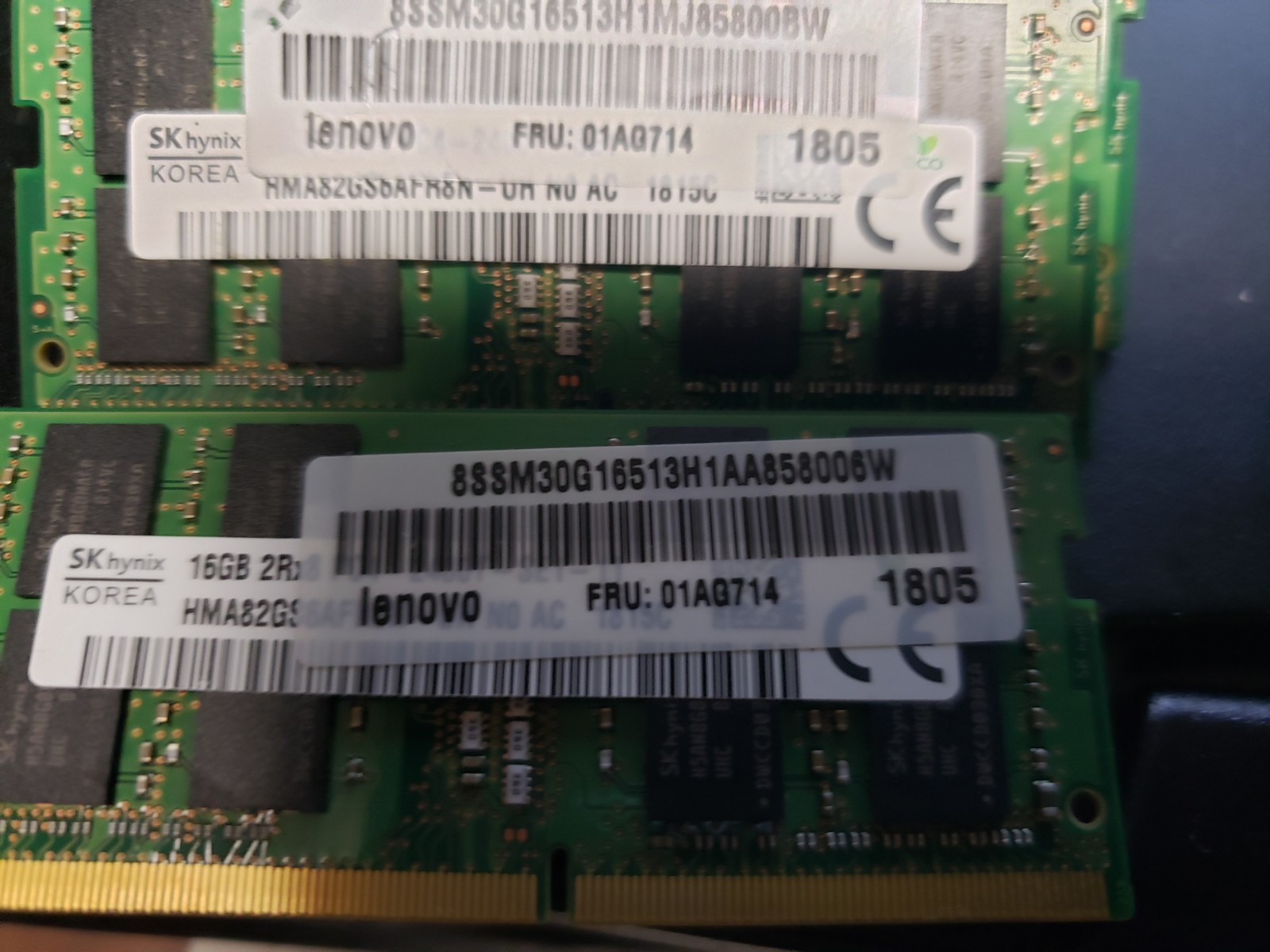 1XSK HYNIX 16GB 2RX8 PC4-2400T-TG1-11 LAPTOP RAM