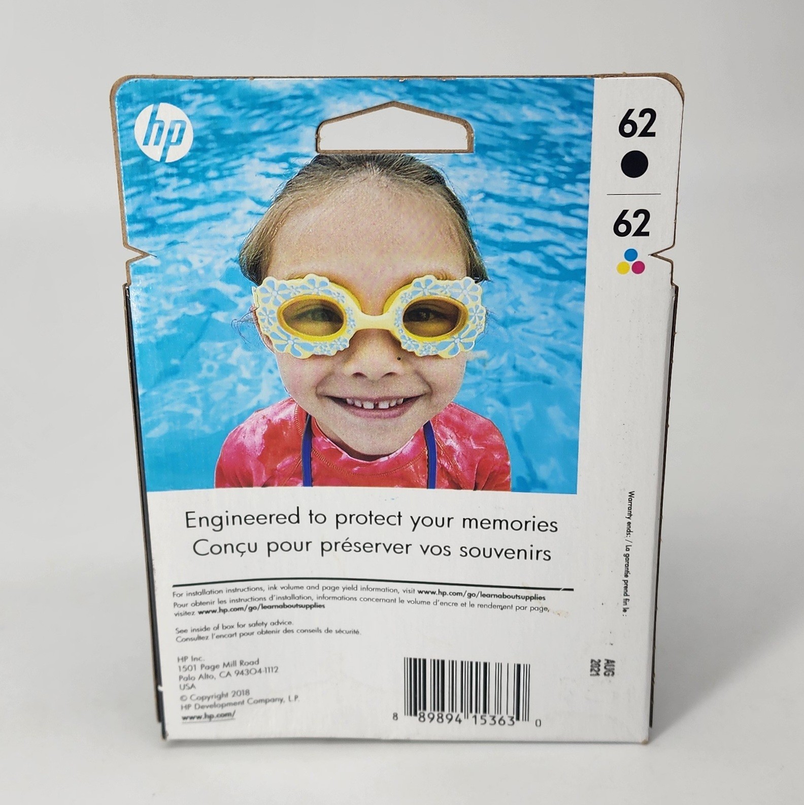 Genuine Factory Sealed HP 62 Black & 62 Tri-Color Ink Cartridges exp Aug 2021