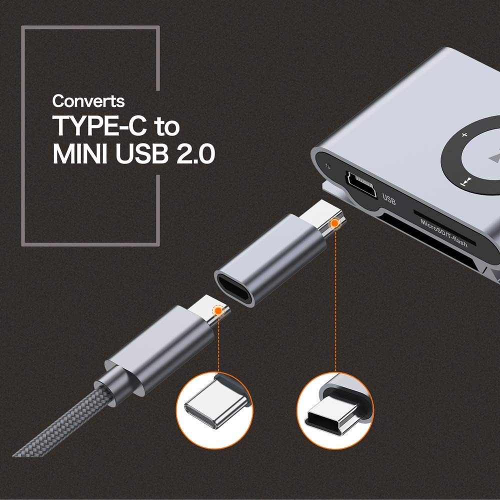 USB C to Mini USB 2.0 Adapter, 2PackType C Female to Mini USB 2.0 Male Conver…