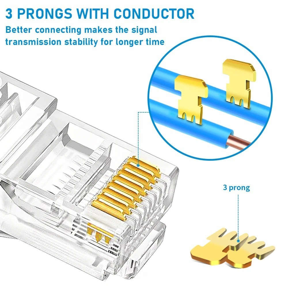 10/20/30/50Pcs Pass through RJ45 Cat6/Cat5E Connectors Crystal End 8P8C Crimp UT