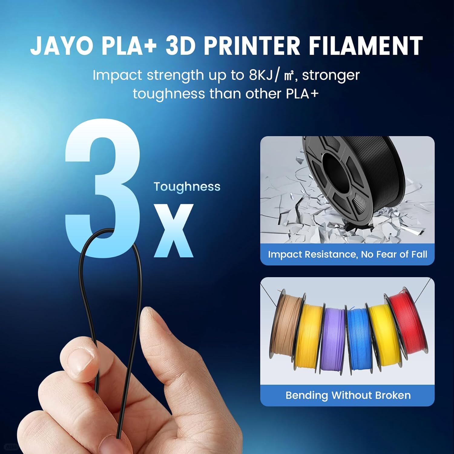 JAYO PLA Matte PETG PLA+ SILK ABS TPU 1.75mm Filament 1.1KG Spool Neatly Wound