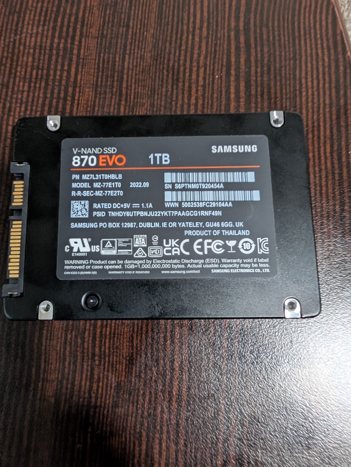 Samsung 870 EVO 1TB 2.5″ SATA III Internal SSD CrystalDisk Tested 87%-88% Health