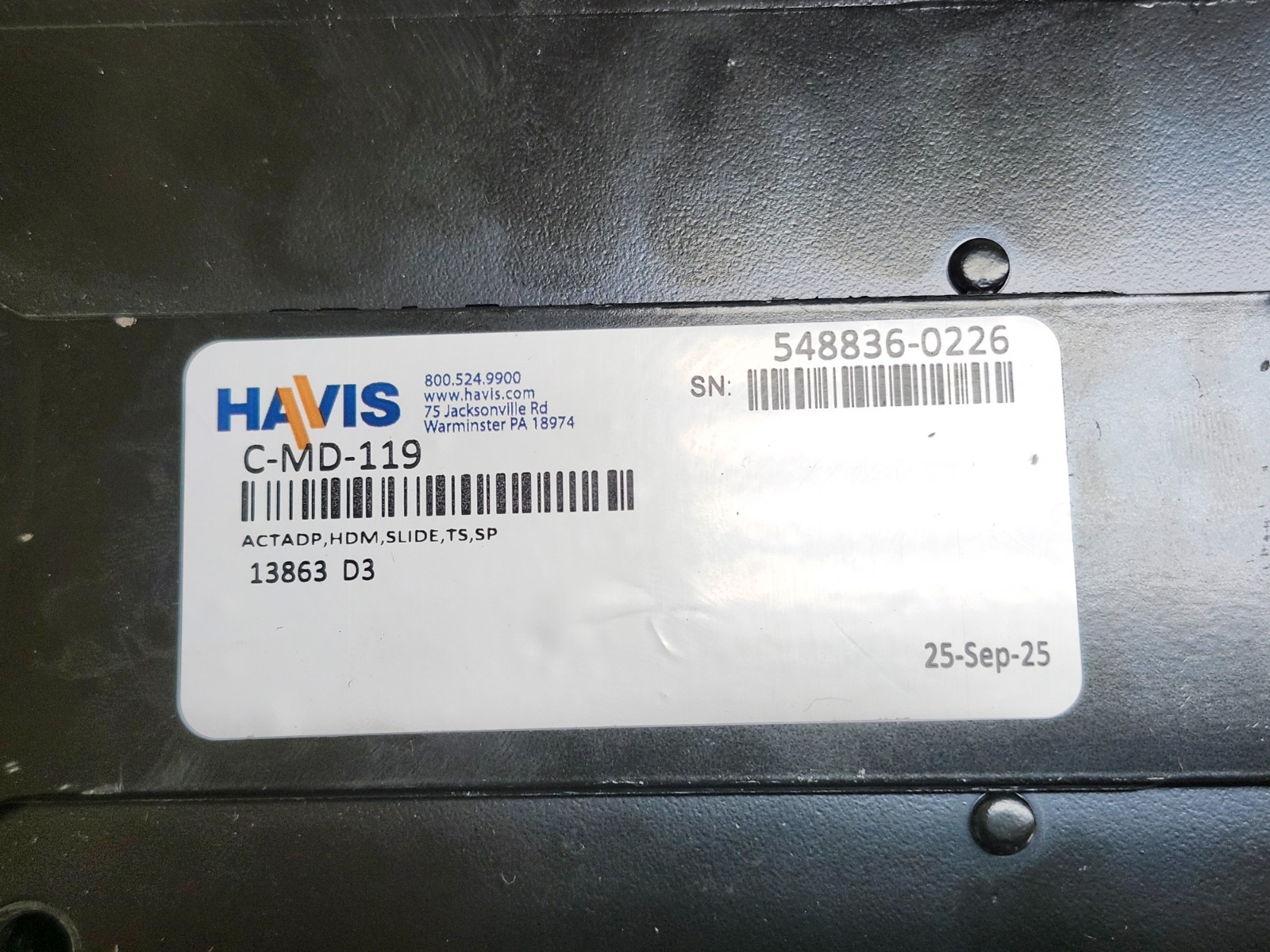 Havis 11″ Slide Out Locking Swing Arm W/ Motion Device Adapter P/N: C-MD-119
