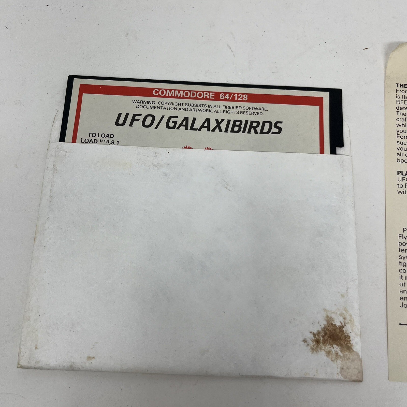 UFO/Galaxibirds Commodore 64 C64 Game on 5.25″ Disk With Instructions