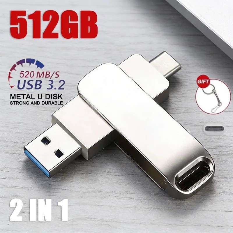 64GB 512GB Type C Flash Drive 2 in 1 OTG USB 3.2+USB C Memory Stick Thumb Drive