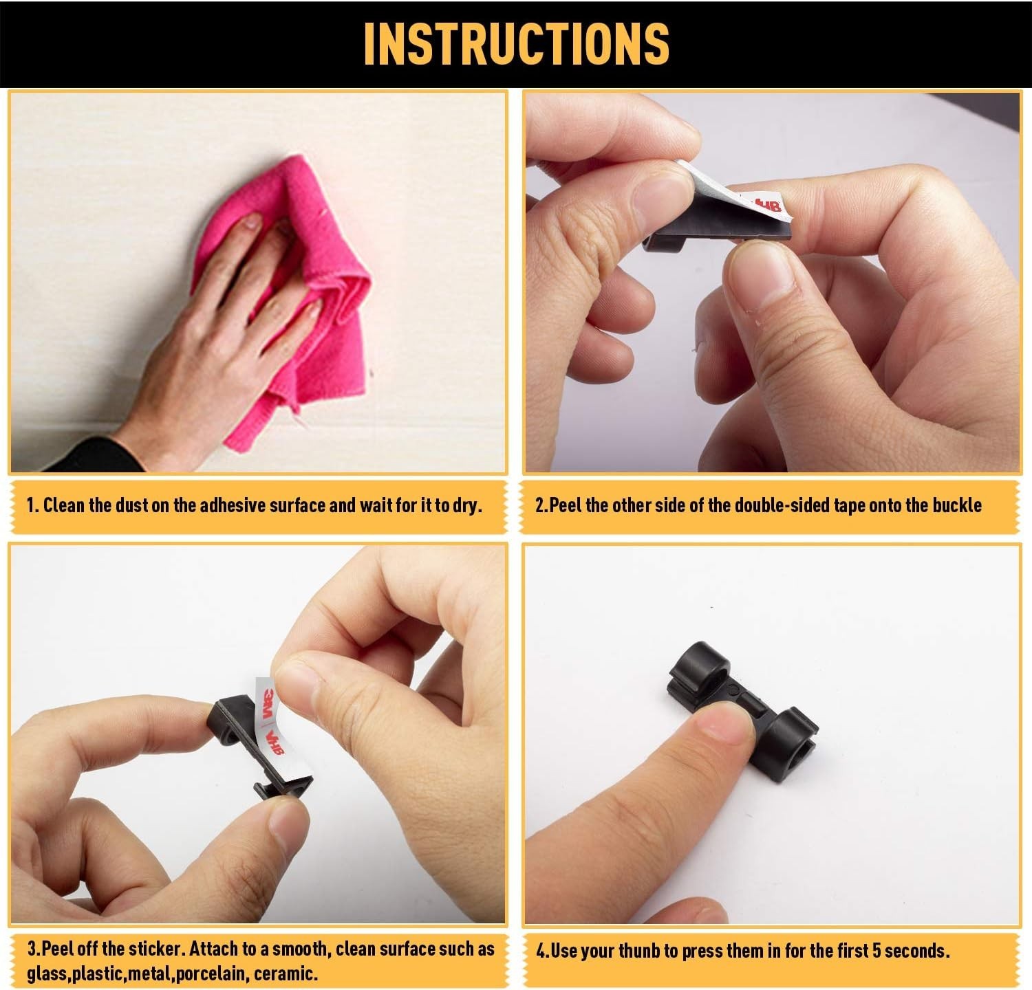 Versatile and Sturdy Cable Clips – 40 Pcs Self-Adhesive Organizer for All Cables