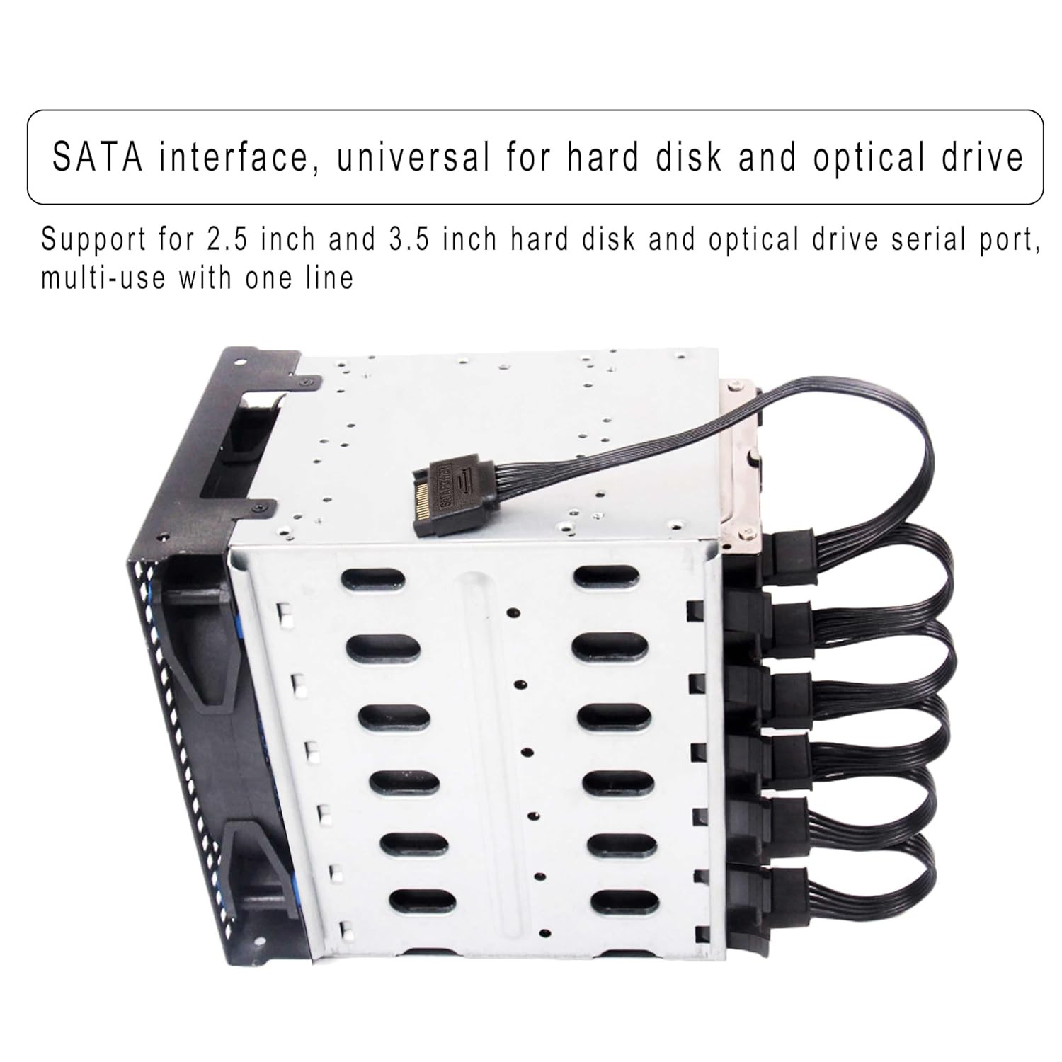 Sata Power Splitter Cable 5.5 Inches, 6 Way, Black, 15 Pin SATA Cable 1 to 6 for