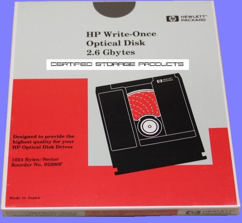 NEW 1/PK HP 92290F 2.6GB Write-Once Worm MO Worm 1024 Optical Disk 9164-0706