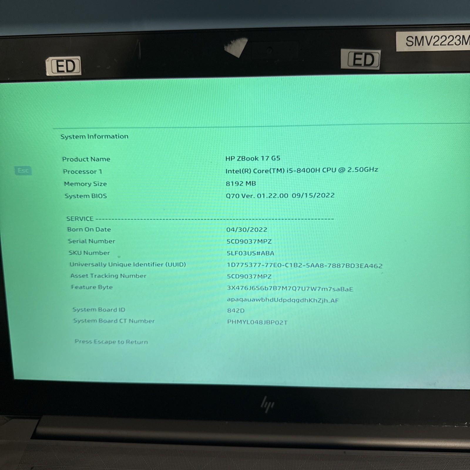 Lot of (5) HP ZBook 17 G5 G6 17″ Laptops Intel Core i5 8th 9th Gen 8GB RAM *READ