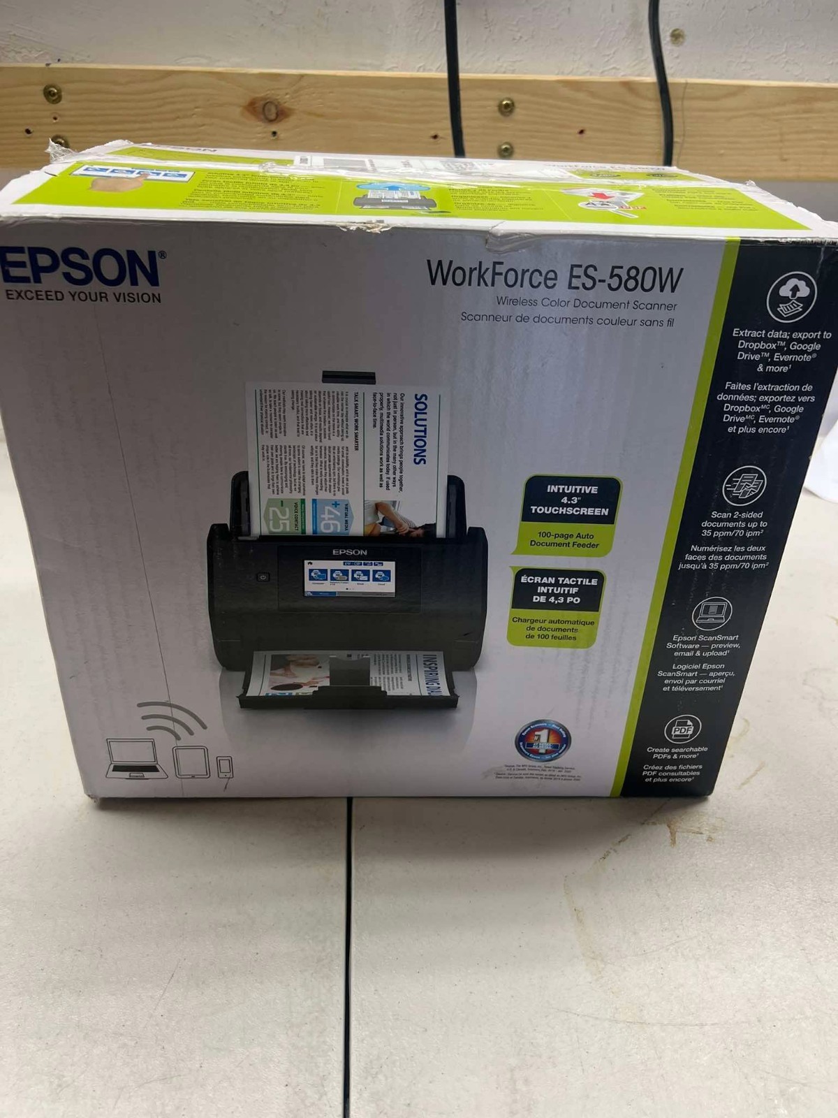 Epson Workforce ES-580W Wireless Color Duplex Desktop Document Scanner