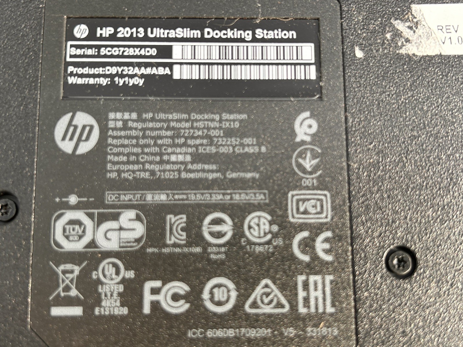 Lot Of 10 HP Ultraslim Dock 2013 US Docking Station D9y32aa#Abu.