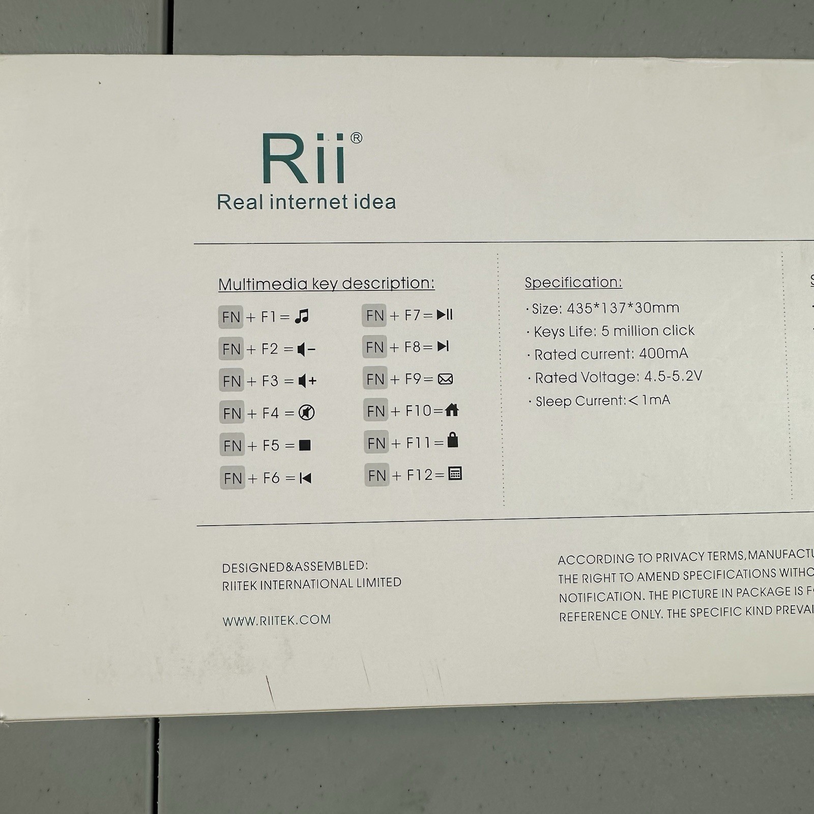 Rii RK100+ Mixed Color LED Backlit Multimedia Gaming Keyboard