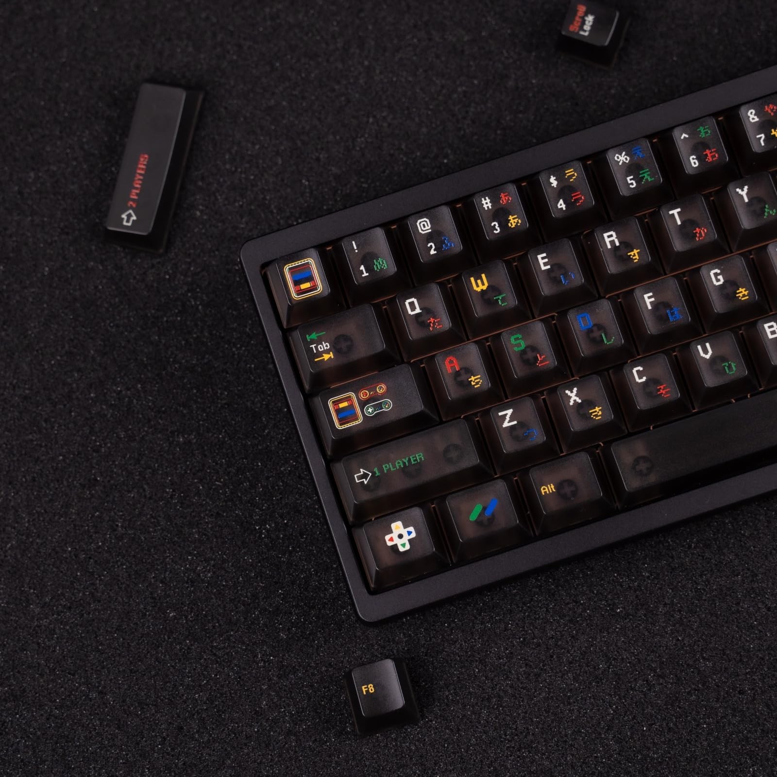 Clear Black Matte Transparent PC 122 Keys Cherry Profile Keycaps Set Backlit