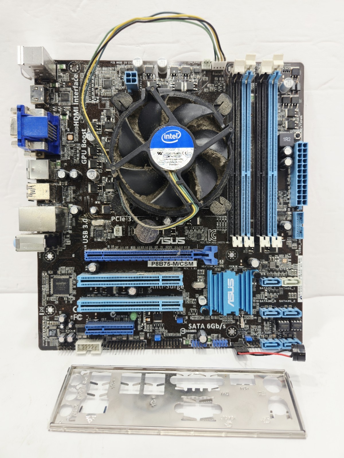ASUS P8B75-M/CSM Motherboard LGA1155 – i3-3220 3.30Ghz – CPU Fan – I/O shield