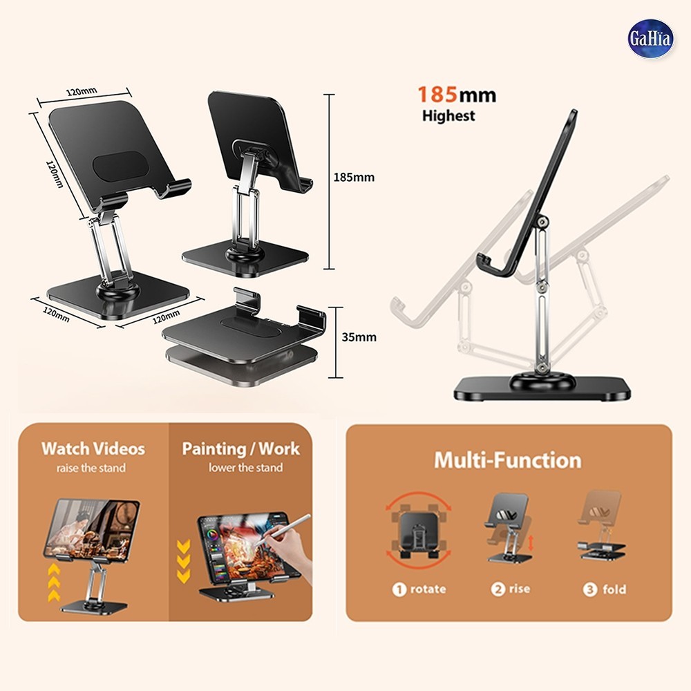 Black Or White Universal Desk Tablet Phone Stand Rotating Foldable Portable