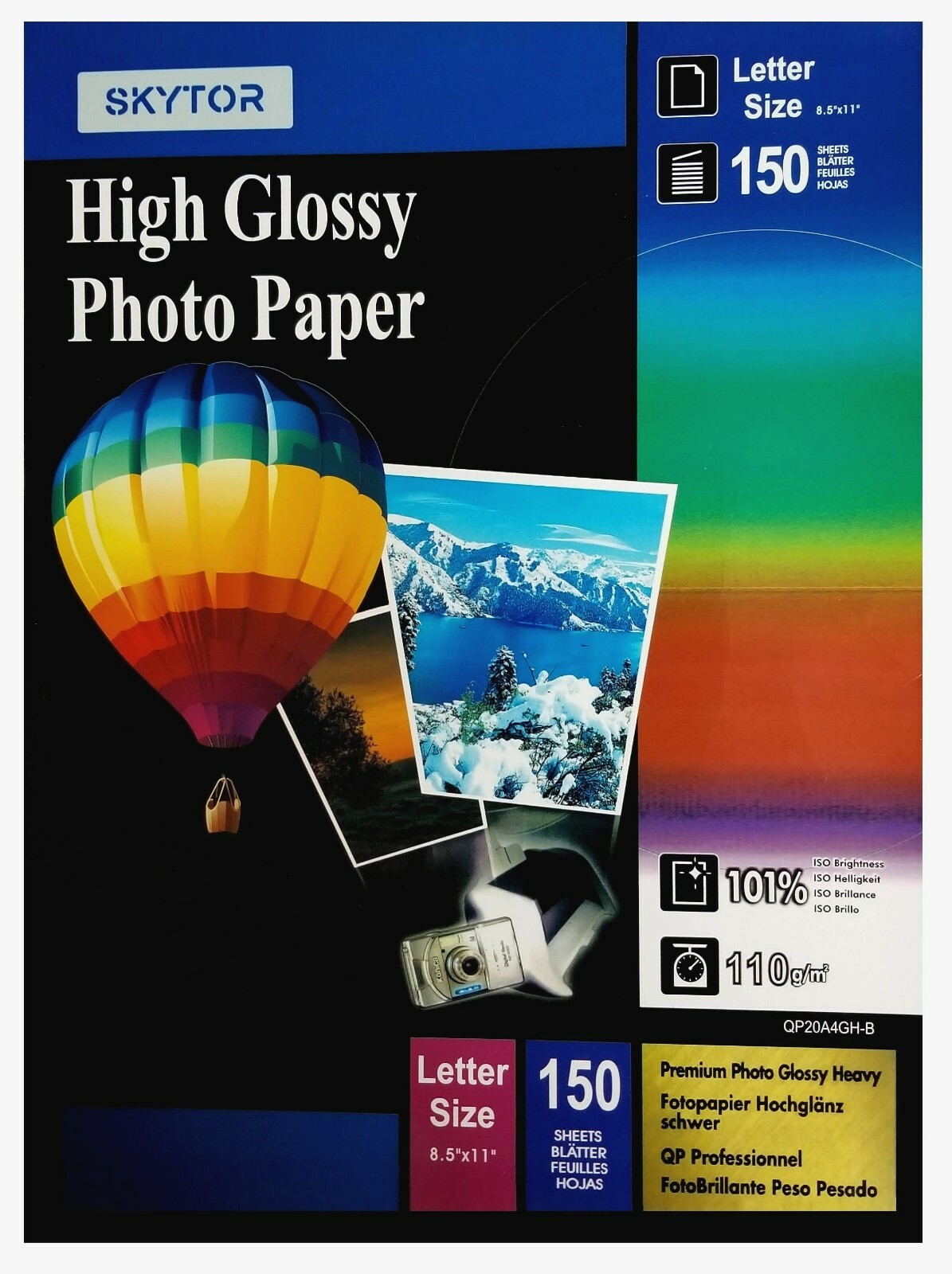 Premium 150 Sheets Photo Paper Glossy Inkjet 8.5″x11″ Letter 110gsm (74.3Lb)