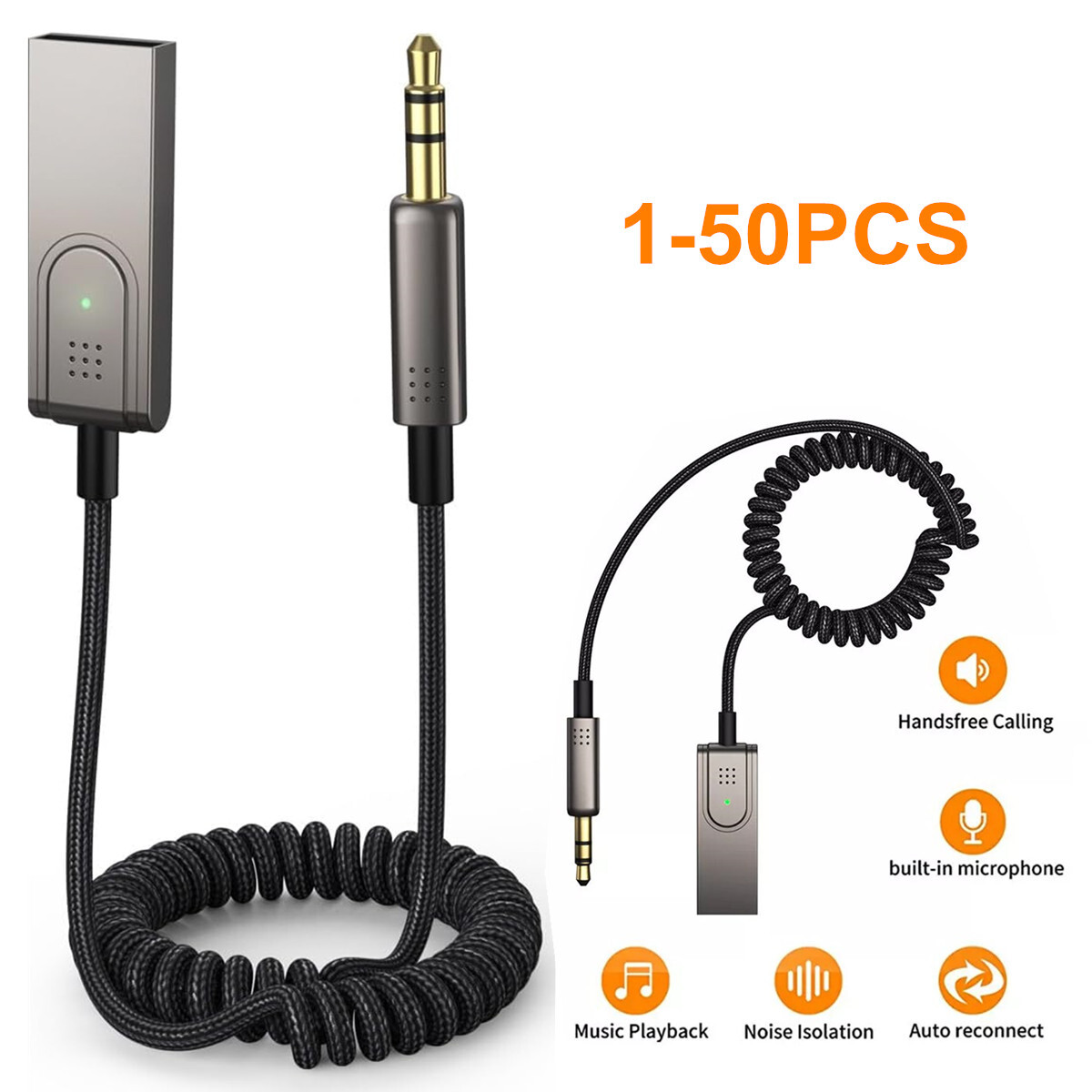AUX To Bluetooth 5.1 Adapter 3.5mm Bluetooth Receiver Microphone For Car US Lot