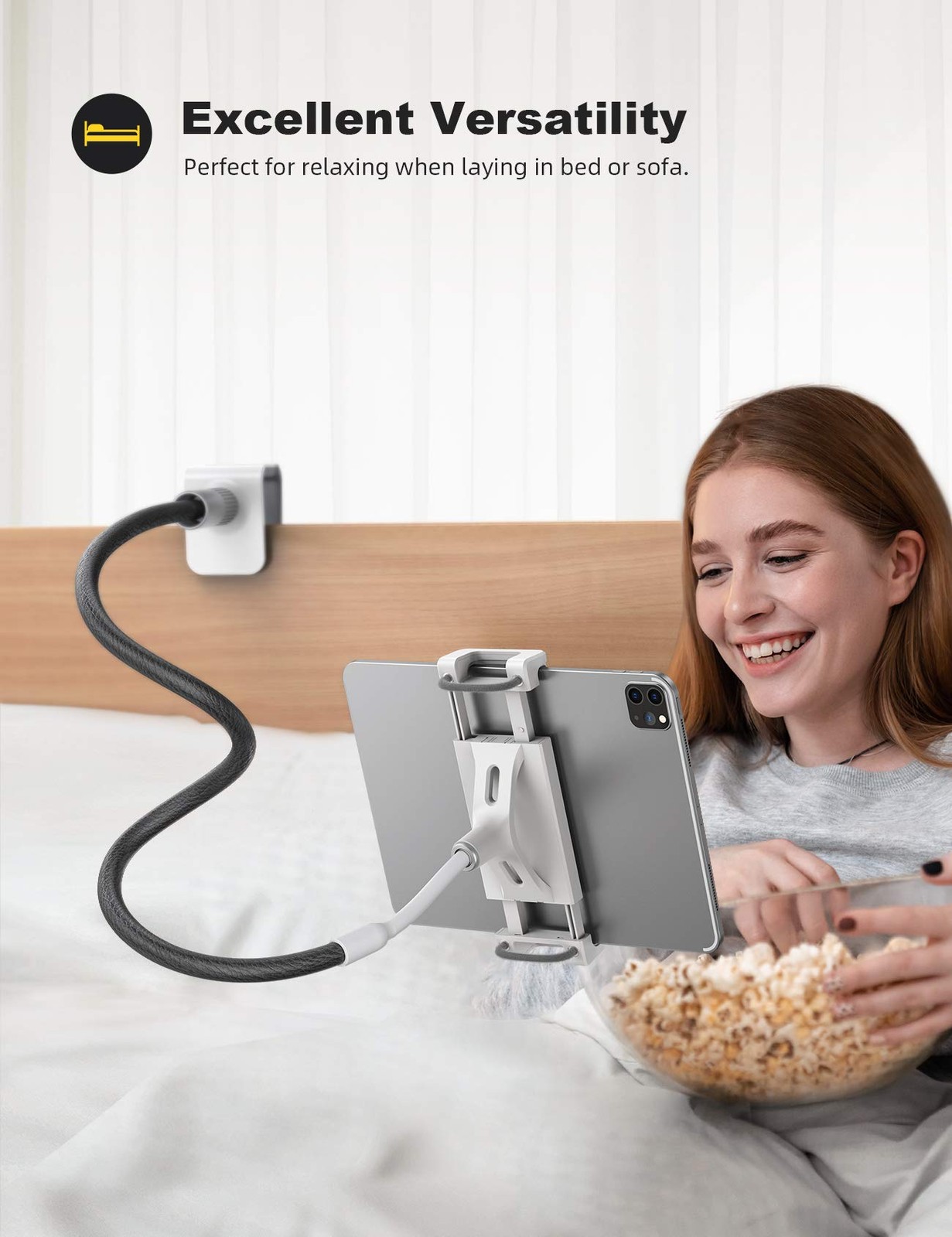 Lamicall Gooseneck Tablet Holder Mount : Flexible Arm Clip Stand Black