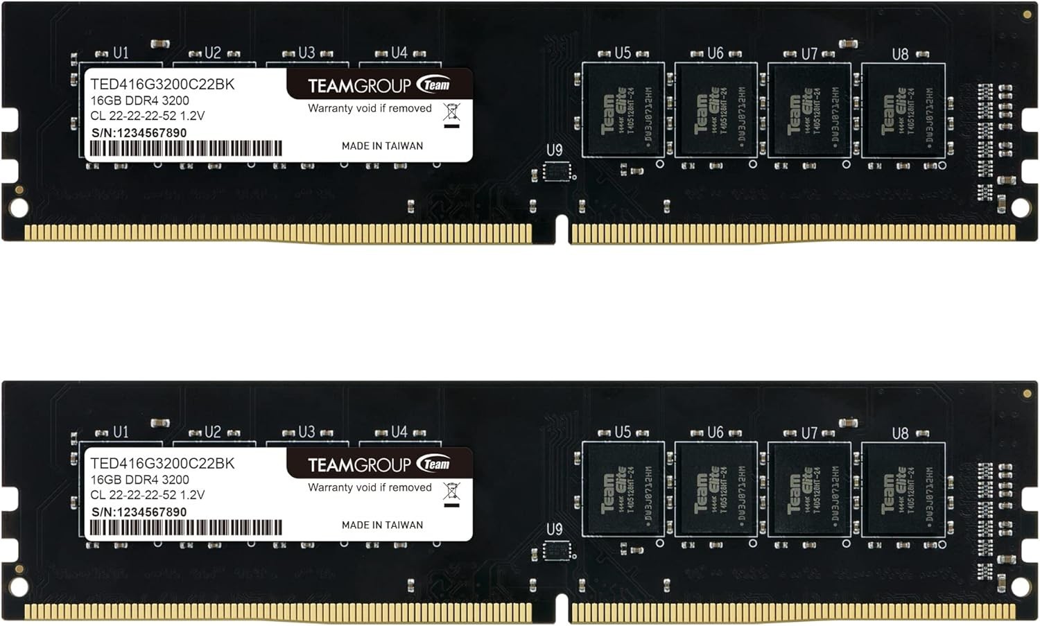 TEAMGROUP Elite DDR4 128GB Kit (4 x 32GB) 3200MHz (PC4-25600) CL22 Unbuffered