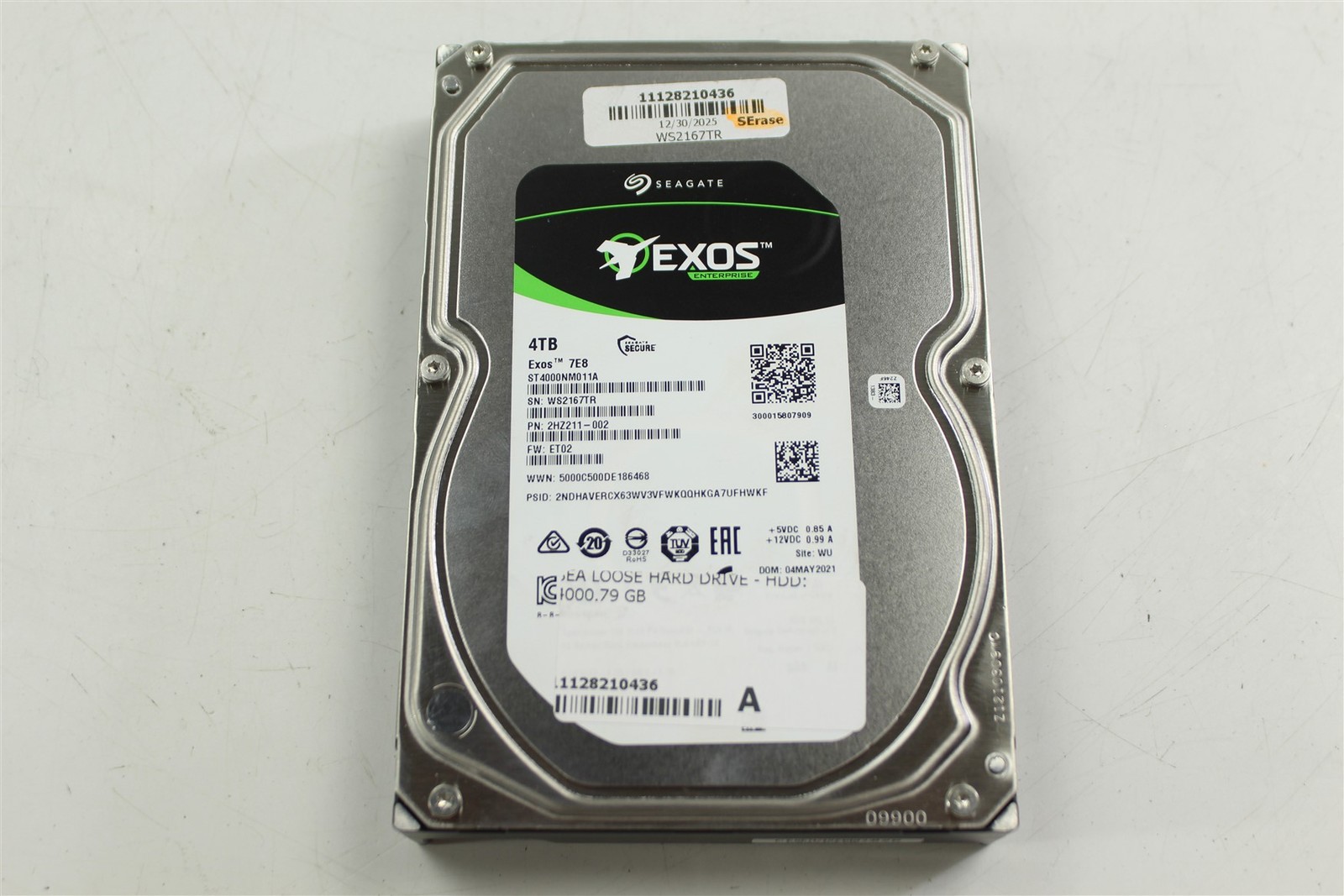 Seagate 4TB Exos 7E8 ST4000NM011A 12Gbps SAS-3 7200RPM 3.5″ Hard Drive HDD