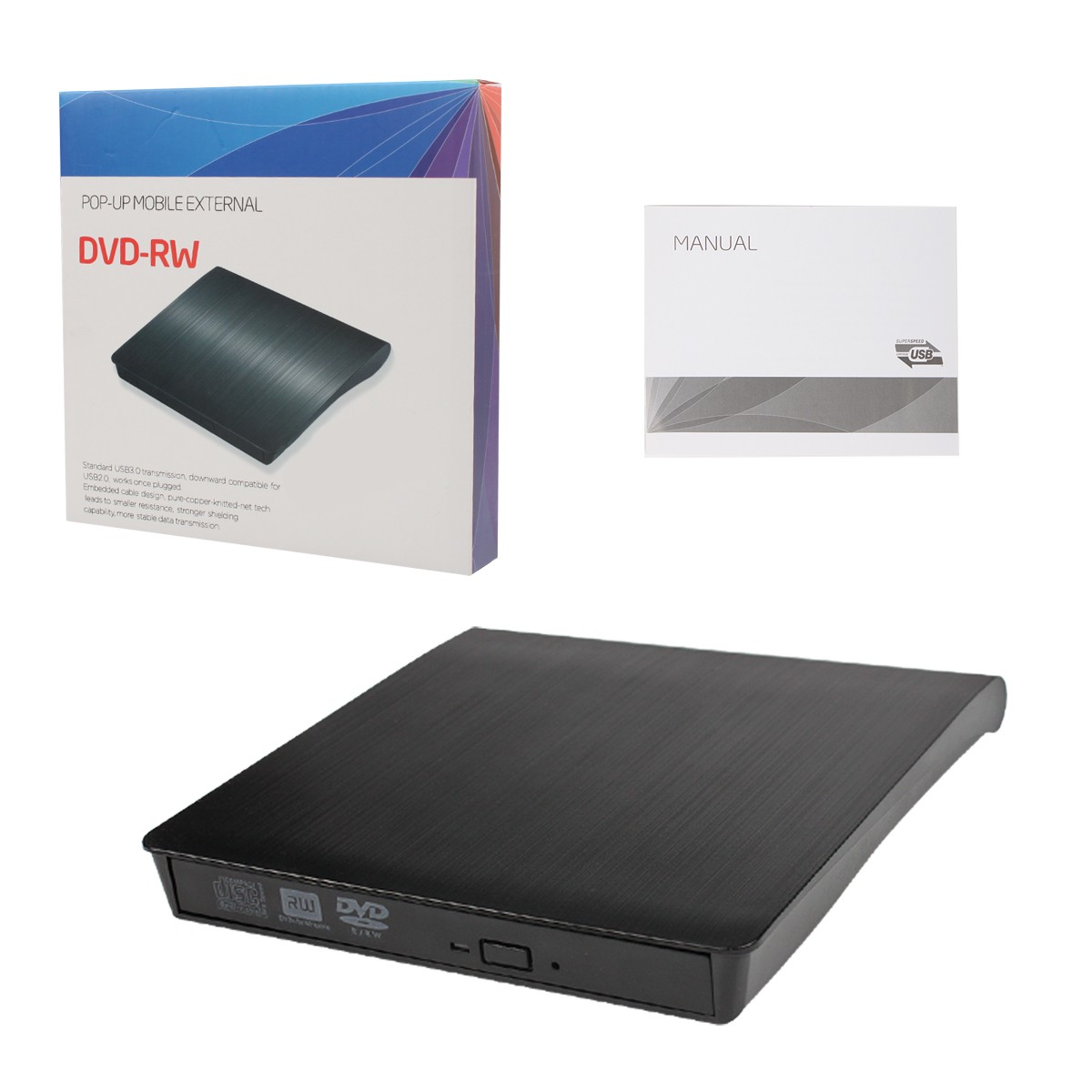 Slim External USB3.0 CD DVD RW Drive Writer Burner Reader for Laptop PC Portable