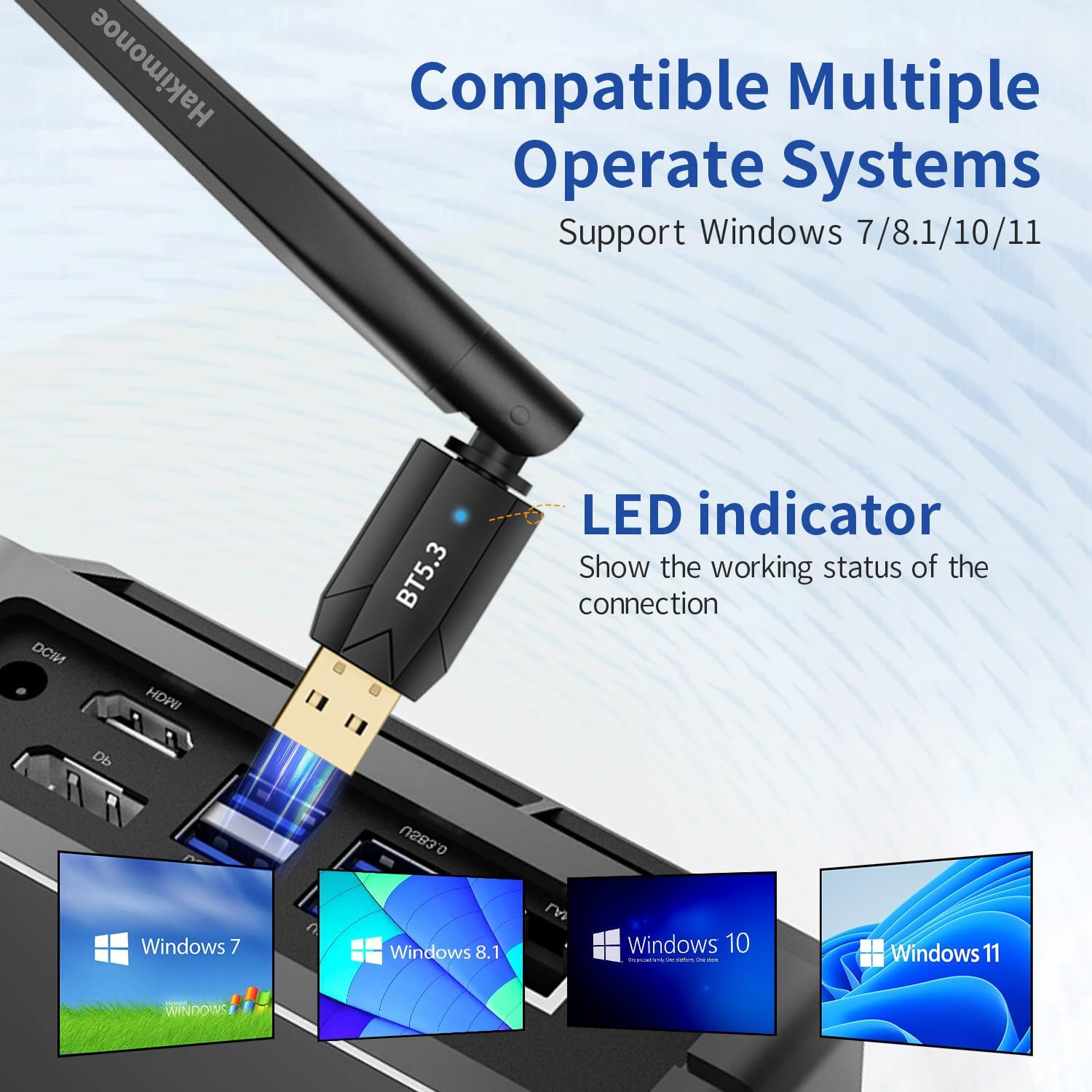 Latest Bluetooth 5.3 Adapter for PC Desktop, 20 M Wireless Transmitter Dongle F