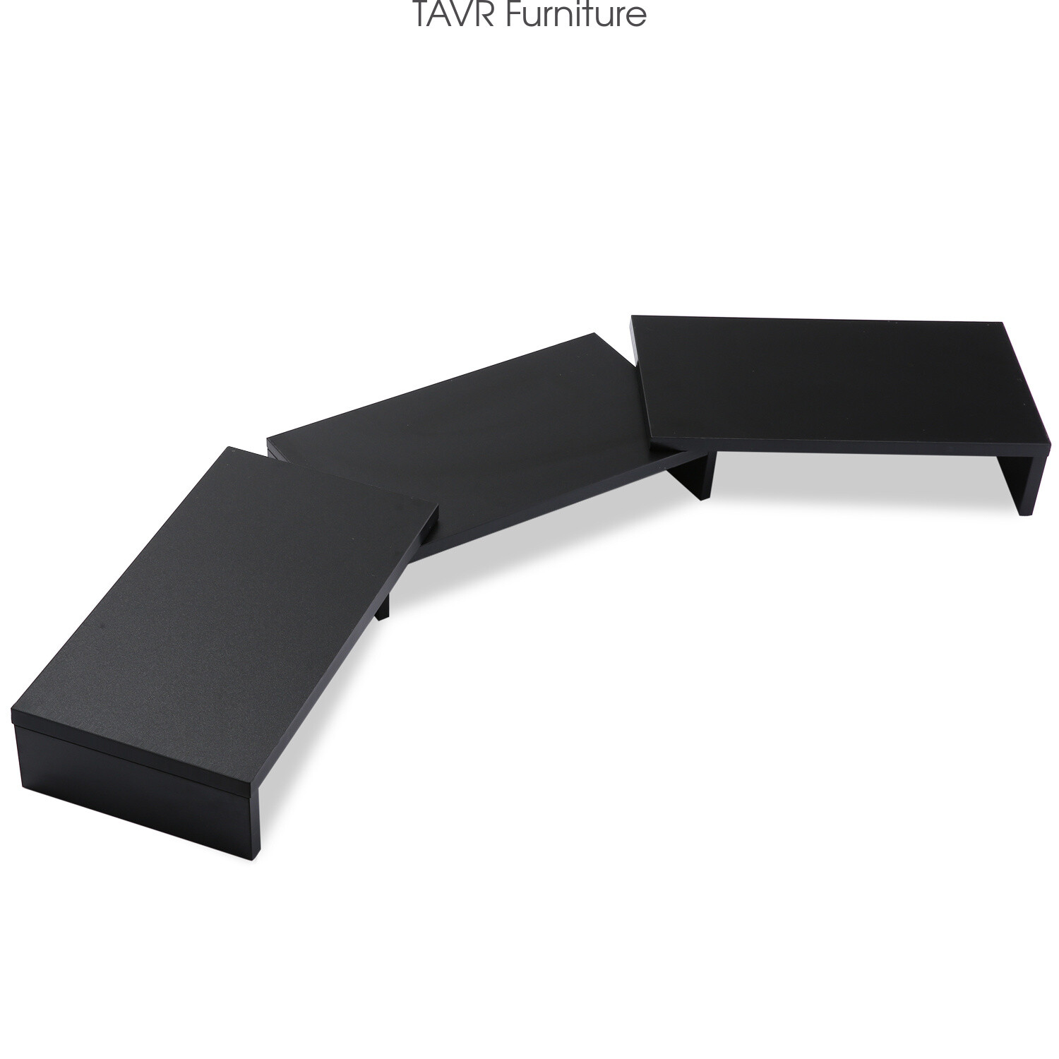 Wood Dual Monitor Stand Risers With Length And Angle Adjustable Three Shelf