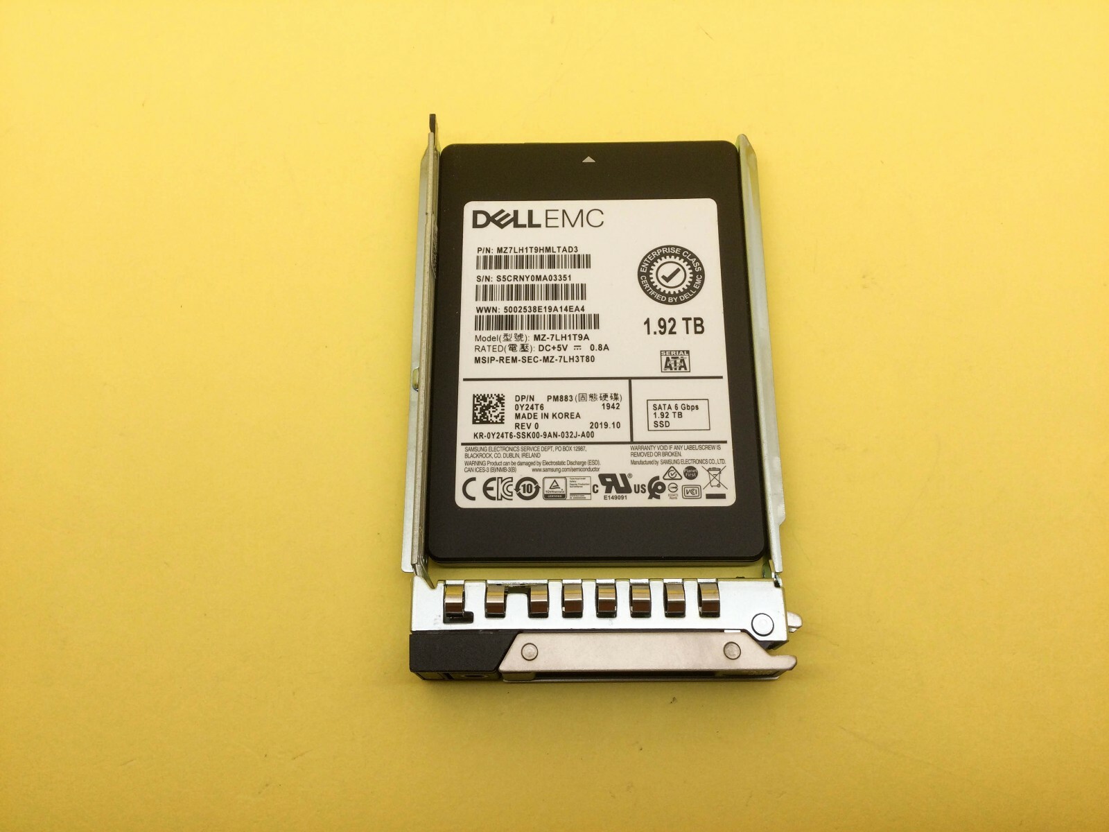 Y24T6 Dell 1.92TB Read Intensive SATA 6Gbps 2.5in SSD 0Y24T6 MZ-7LH1T9A