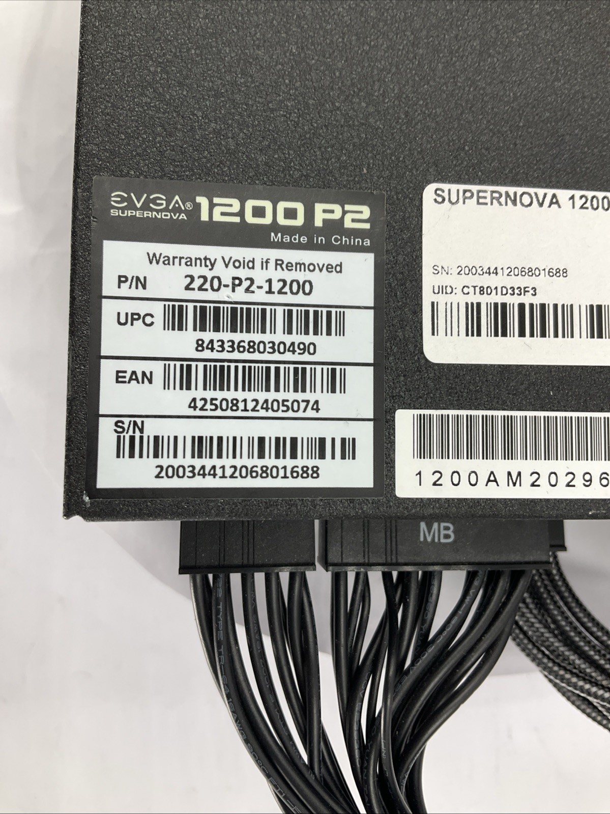 EVGA SuperNOVA 1200-P2 80+ Platinum 1200W Power Supply PSU 220-P2-1200