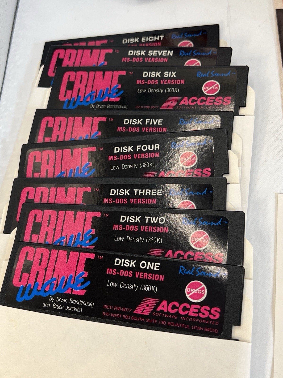 Crime Wave IBM PC MS-DOS Big Box 8 x 5.25” Floppy Disks Access Software CIB