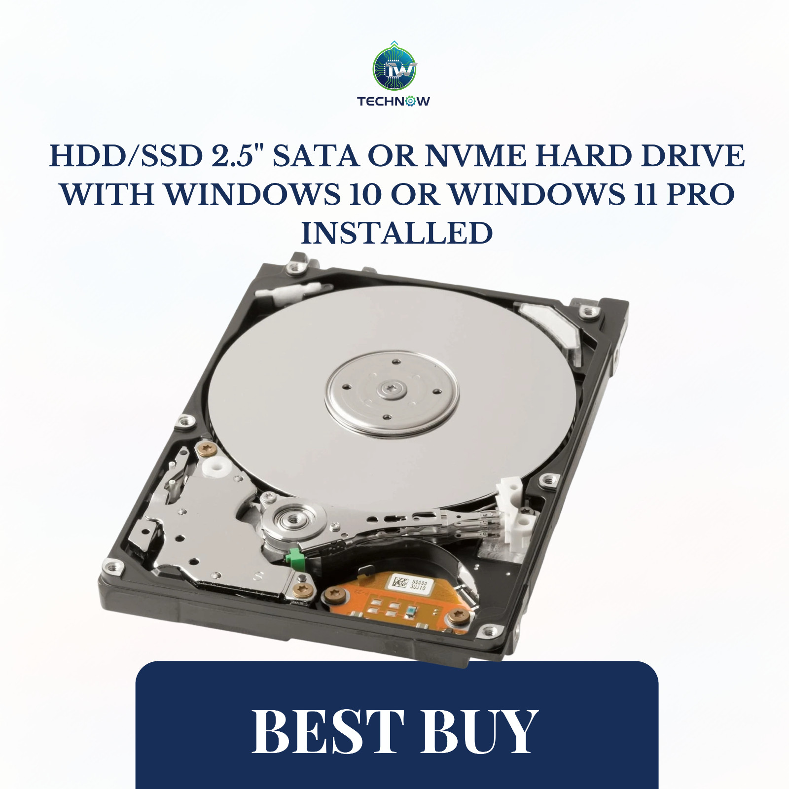 HDD/SSD 2.5″ SATA or NVMe Hard Drive with Windows 10 or Windows 11 Pro Installed