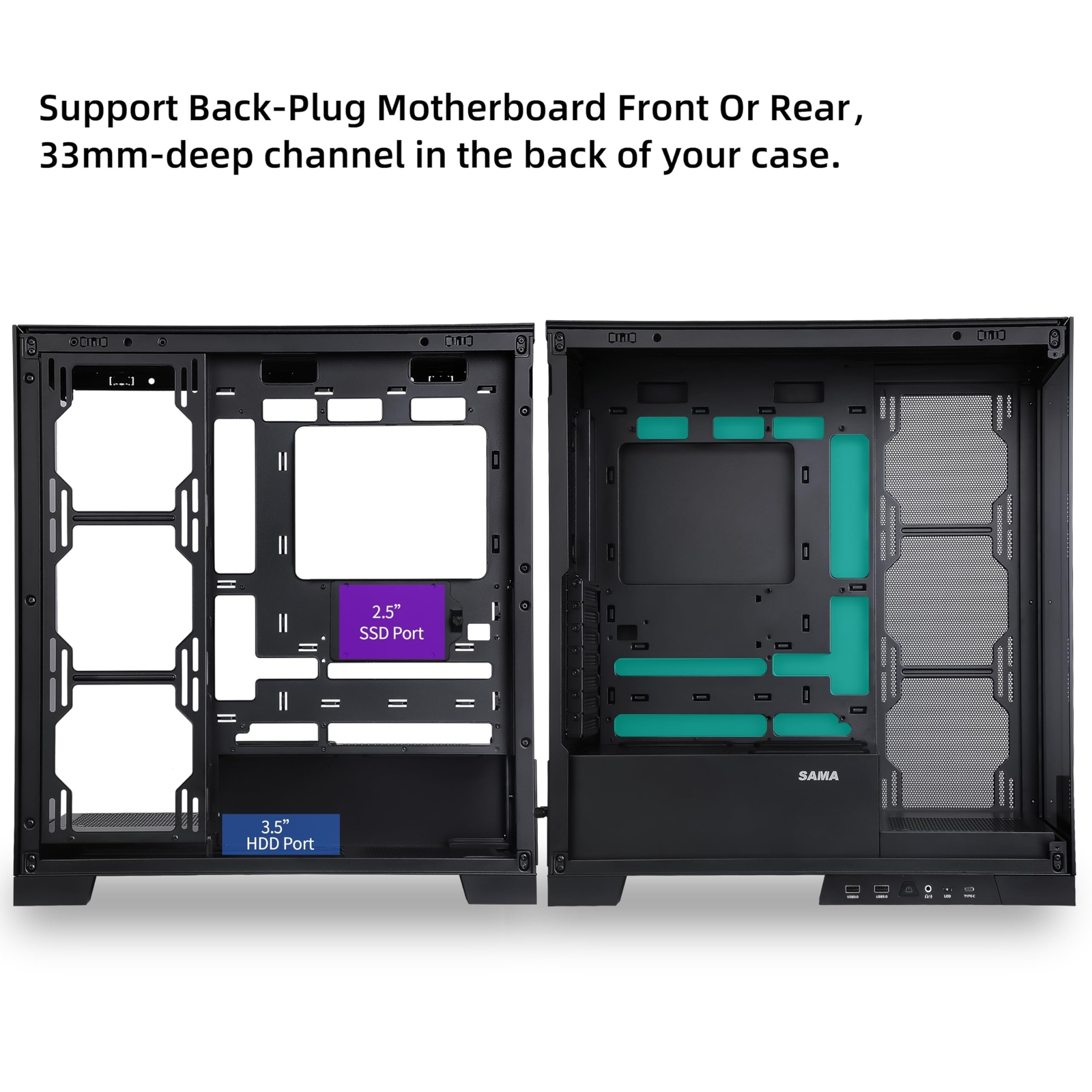 SAMA NEVIEW 4503 Black Full Tower PC Case, Dual Tempered Glass Panels, 4X12CM…
