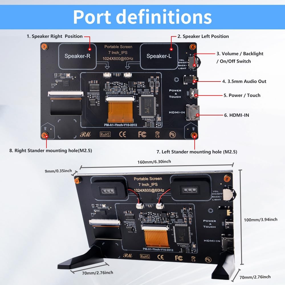 7 Inch Capacitive Touchscreen for Raspberry Pi, 1024×600 IPS LCD Display with…
