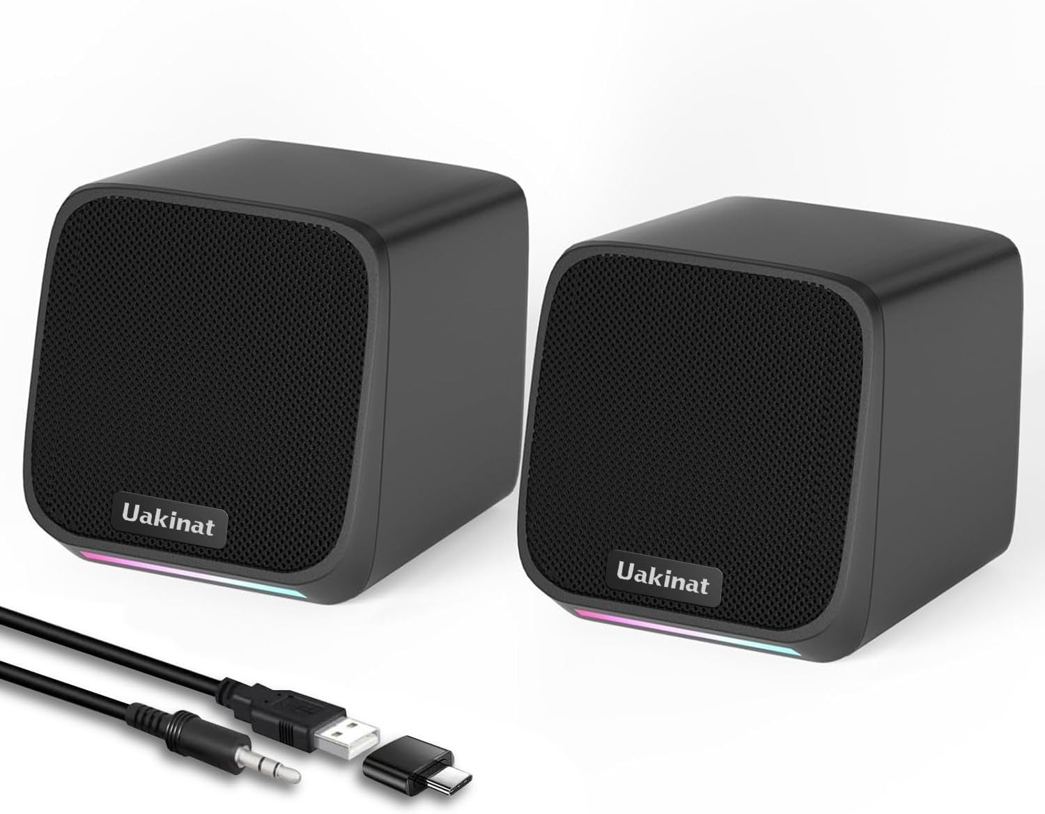 Plug-and-Play Portable desktop Speakers with 3.5mm Connection & Volume Control