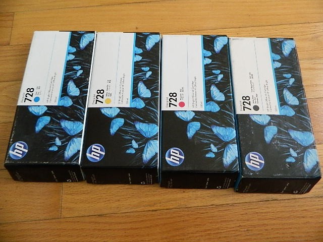 2026/5 GENUINE SET 4 HP 728 300ml CARTRIDGE F9J68A/F9K15A/F9K16A/F9K17A T730 NEW