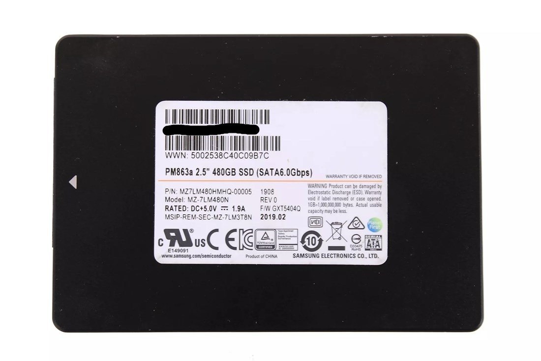 SAMSUNG PM863a 2.5″ 480GB SATA 6Gb/s SSD MZ-7LM480N Power on for 1 Hour only