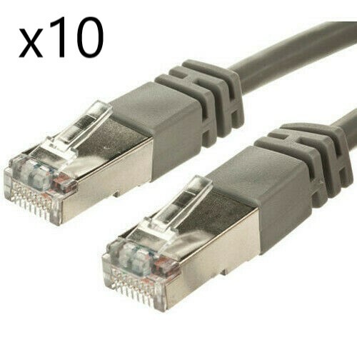 10 Pack – 5ft Shielded STP CAT5e Ethernet Network Router Patch Cable Cord Gray