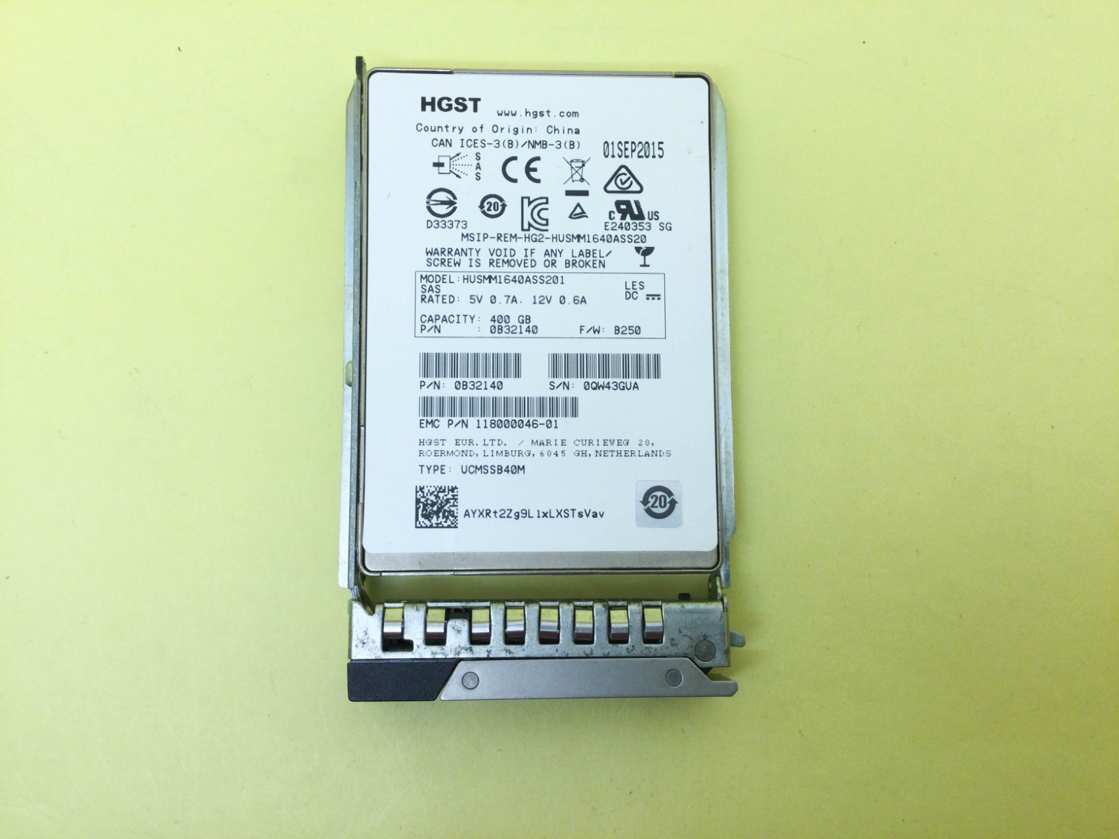 HUSMM1640ASS201 HGST 400GB SAS 12Gb/s 2.5in SSD EMC 118000046-01