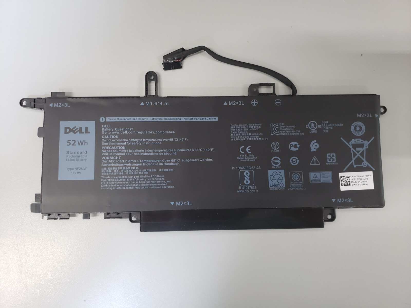 LOT 5 OEM Dell Latitude 7400 2-in-1 9410 2-in-1 52Wh 7.6V Laptop Battery NF2MW