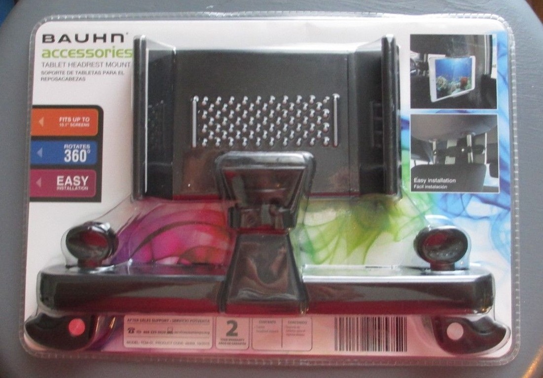 Headrest Mount Tablet iPad eBooks Kindle Rotates 360. Up to 10.1″ Screens Bauhn