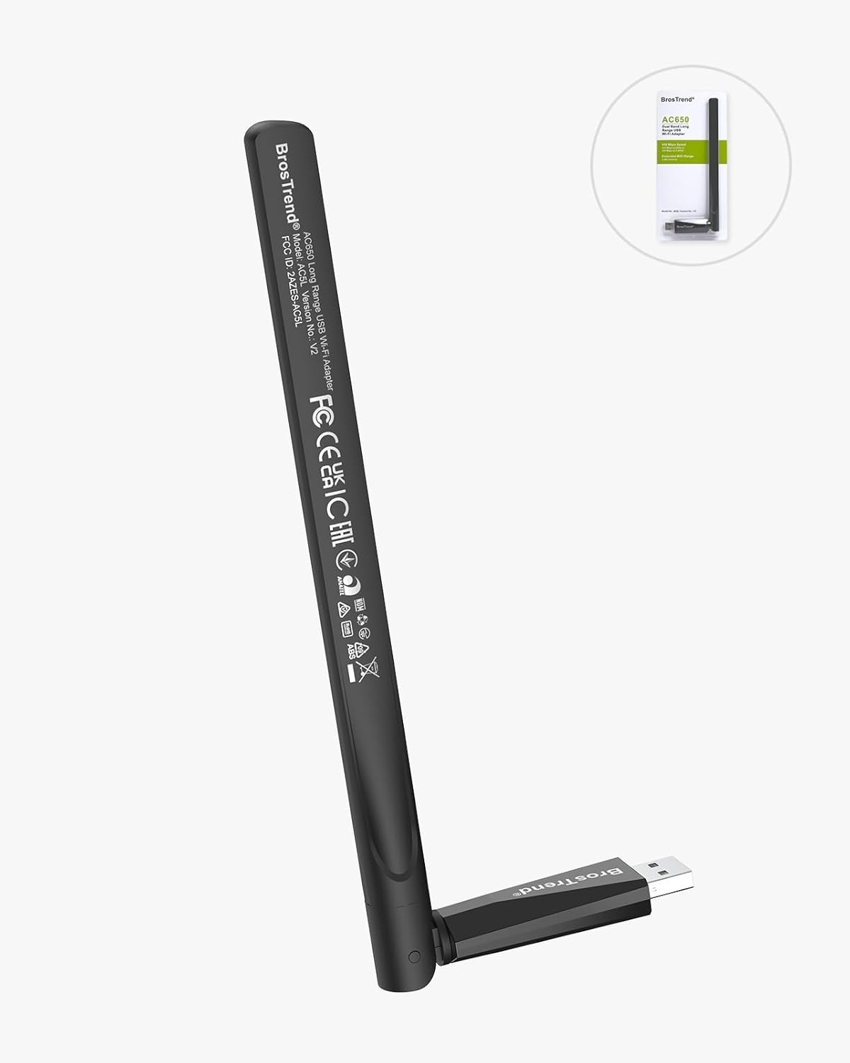 BrosTrend 650Mbps Linux Compatible WiFi 3.1-inch, 0.8-inch, 7.8-inch, Black
