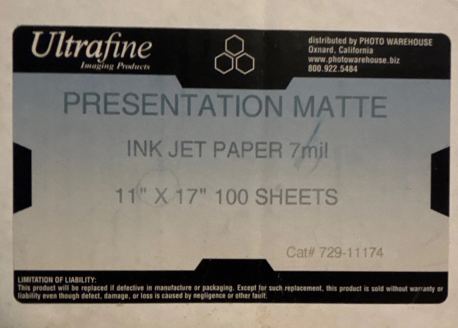 Ultrafine Presentation Matte Inkjet Paper 11×17 100 Sheets 7 mil White 729-11174