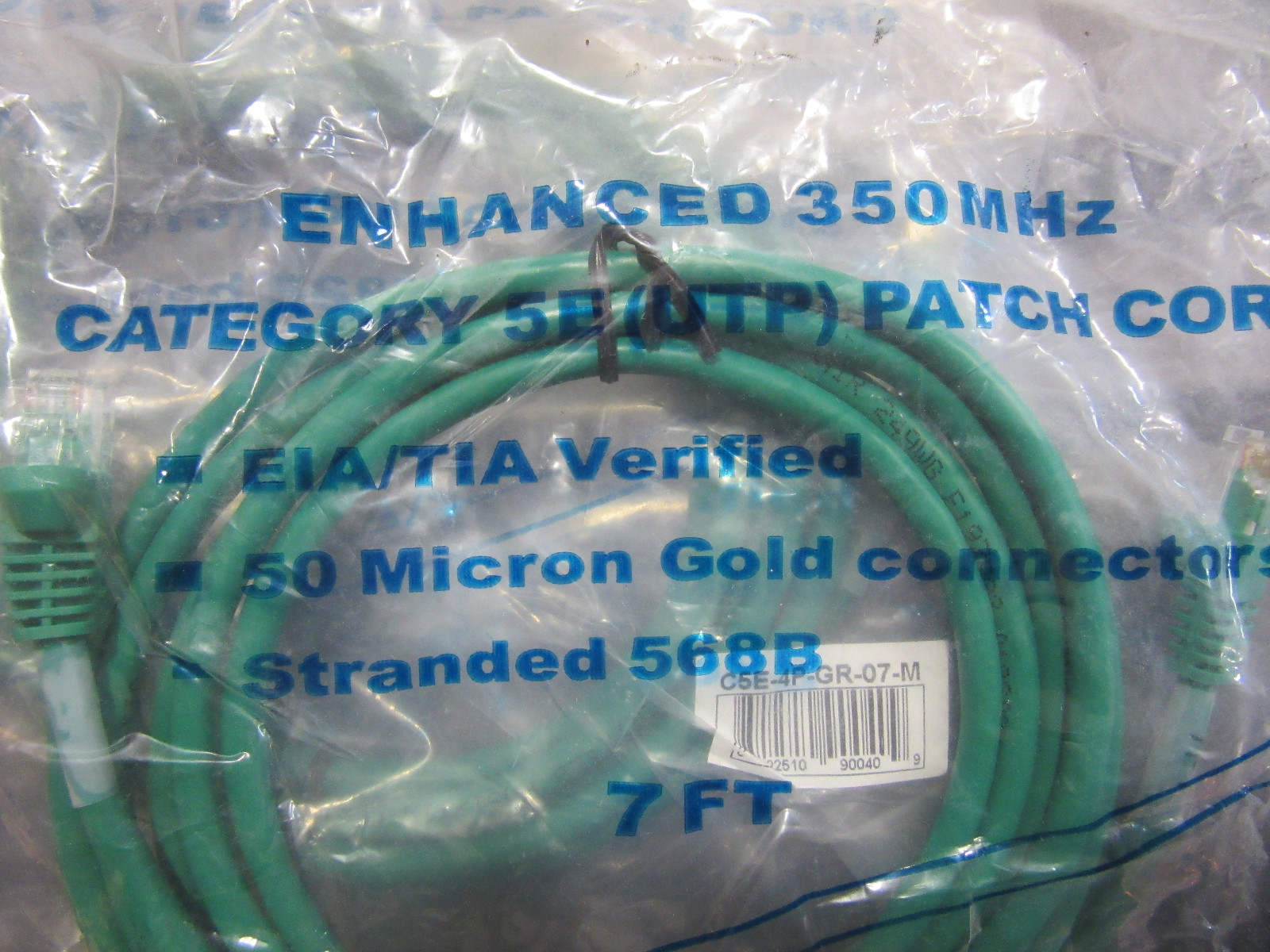 C5E-4P-GR-07-M Category 5E(UTP) Patch Cord 50 Micron Gold Connector 568B NEW!!!