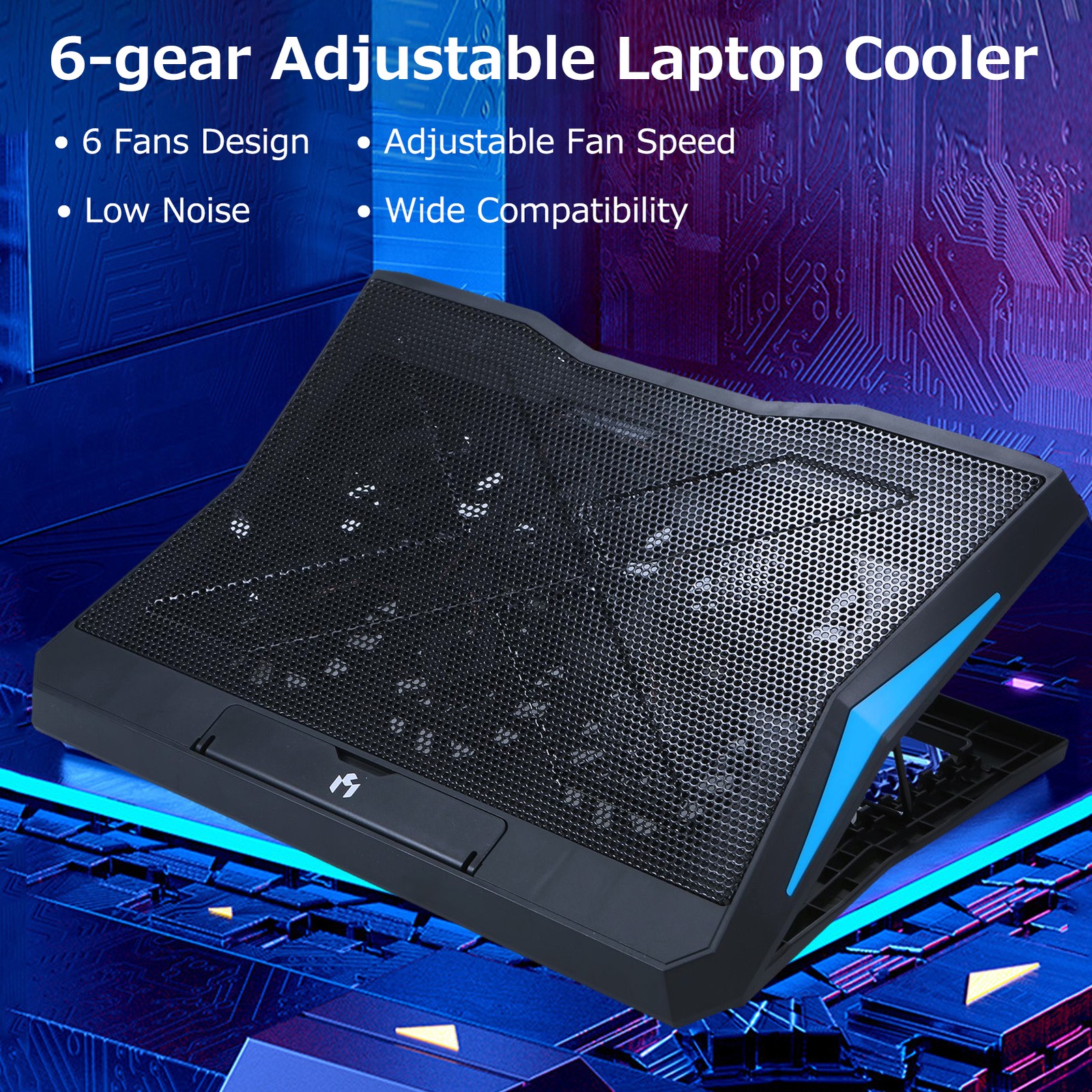 Foldable Laptop Cooler 6-fan Laptop Cooling Stand Low Noise With 6-level