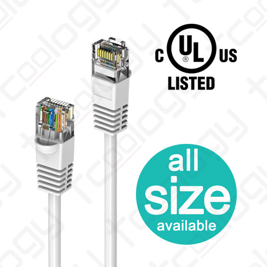 [UL Listed] TCoology Cat6 Patch Cord Booted Cable 24 AWG 550mhz UTP Ethernet Lan